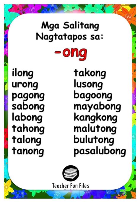 Mga Salitang Nagtatapos Sa ANG .